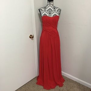 COPY with photos of snags - Badgley Mischka red strapless gown